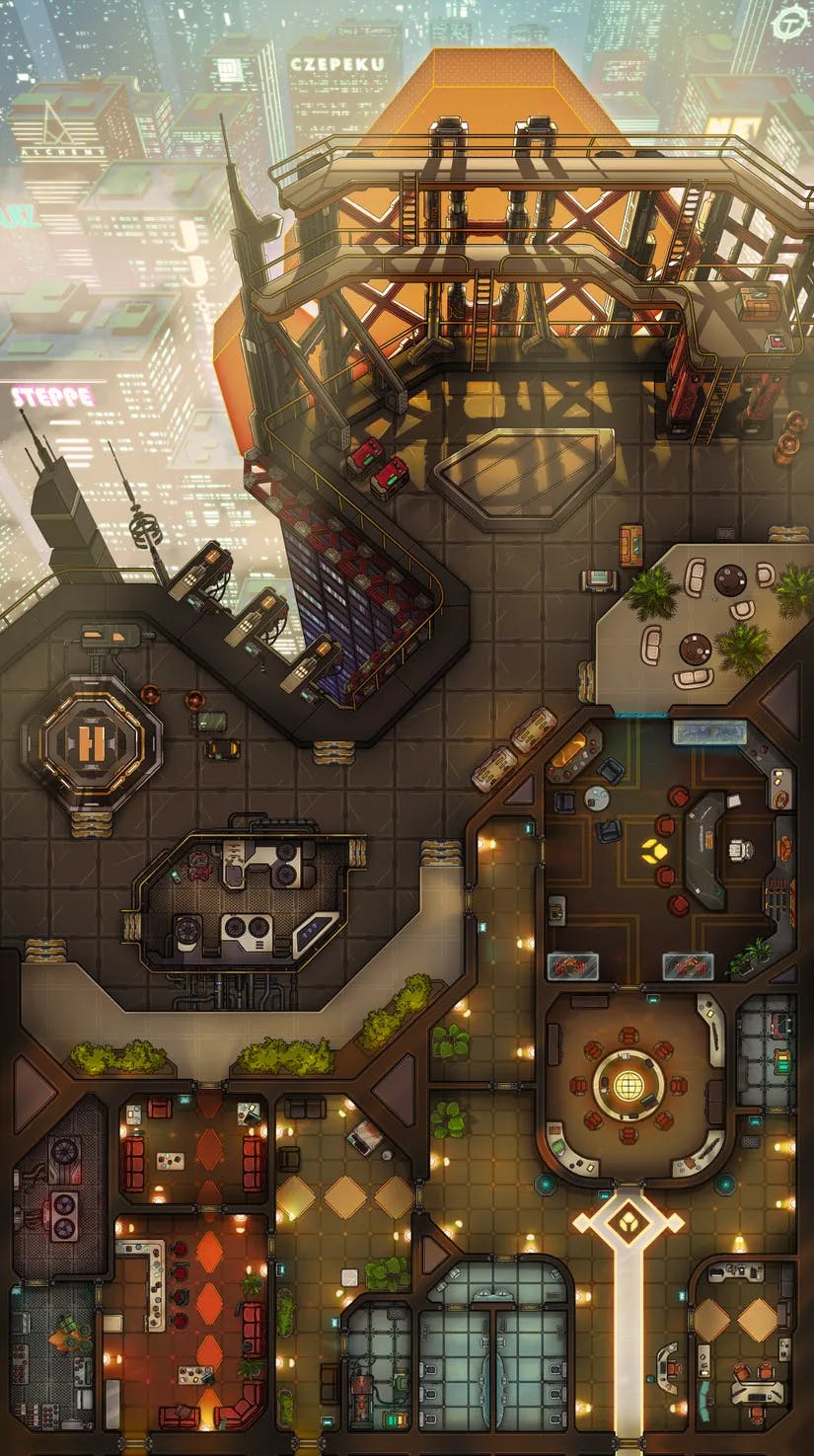 Corp Tower map, Original Day variant